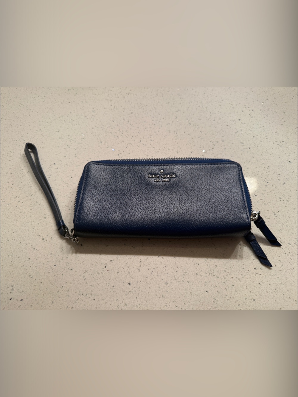 kate spade Navy Pebbled Leather Wristlet